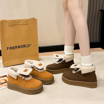 Женские зимние новые бархатные ботинки Мартин на толстой подошве, флип-двойка, ботинки-локомотивы, нескользящие теплые пушистые ботинки