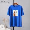 Shellsuning Oversize футболки с эстетичным художественным принтом для женщин, летние хлопковые мягкие футболки с короткими рукавами, базовая футболка, повседневный топ, женские корейские винтажные топы в стиле Харадзюку