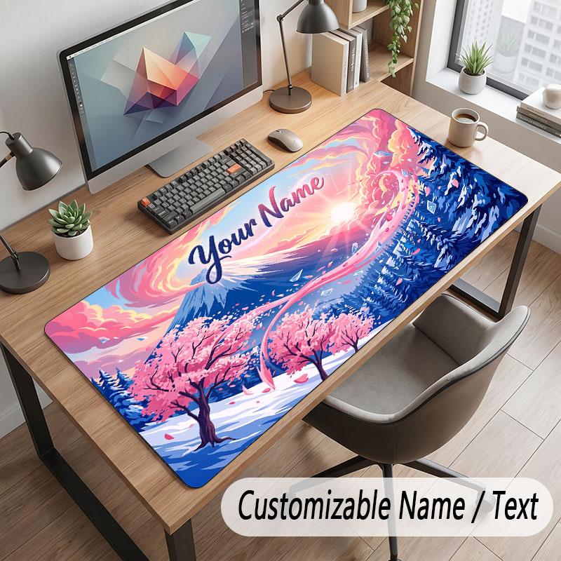 Christmas Winter Theme Customized Mouse Pad Personalized Print Name Text Desk Mat For Home Office Table Decor