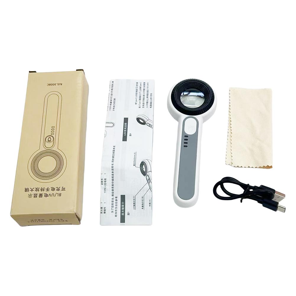 Ручная лупа 60X со светодиодной подсветкой Портативная лупа с подсветкой Перезаряжаемая лупа с подсветкой для чтения и ремонта