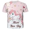 Летняя детская футболка с 3D розовым единорогом, одежда для подростков, футболки с популярным принтом для малышей, одежда для девочек, футболка