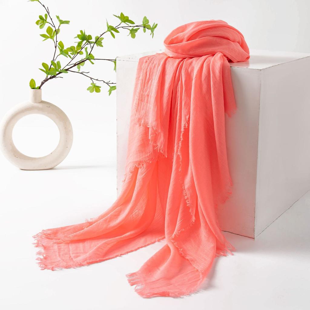Spring and summer sunscreen scarf imitation cotton and linen solid color simple shawl women's high-end silk scarf yarn headscarf women's cross-border