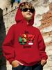 67" Seven Number Boys' Hooded Sweatshirt, Casual Daily Wear, Home and Outdoor, Fashion Print,t Gift for Kids