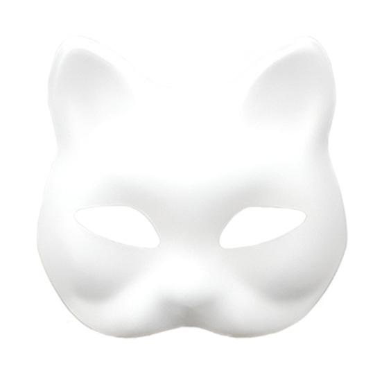 6Pcs Cat Masque Kit DIY Hand Painting Blank Cat Masque with Fur Eye Mesh Felt Sheet Furry Animal Therian Masquerade Accessory