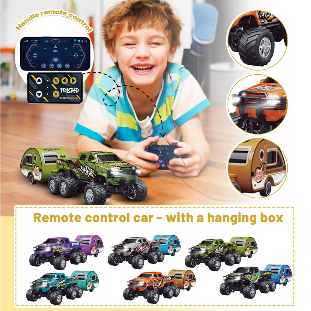RC Truck, 1:64 Scale Truck With Lights, Remote Control Truck, 2.4GHz Rc Truck, Rechargeable Remote Control Semi Truck With Trailer