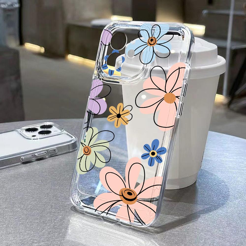Flower Phone Case For Samsung S25 Ultra Funda Galaxy S24 S23 FE S22 S21 S20 FE S10 Plus Silicone Transparent Covers Carcasa