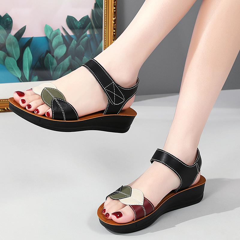 Женские летние римские сандалии на плоской подошве, нарядные повседневные сандалии с открытым носком для девочек, большие размеры