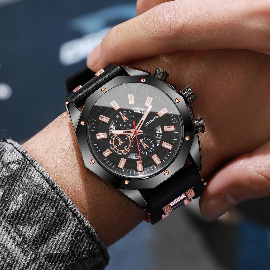 Мужские спортивные часы Модные силиконовые часы Кварцевые часы с датой и календарем