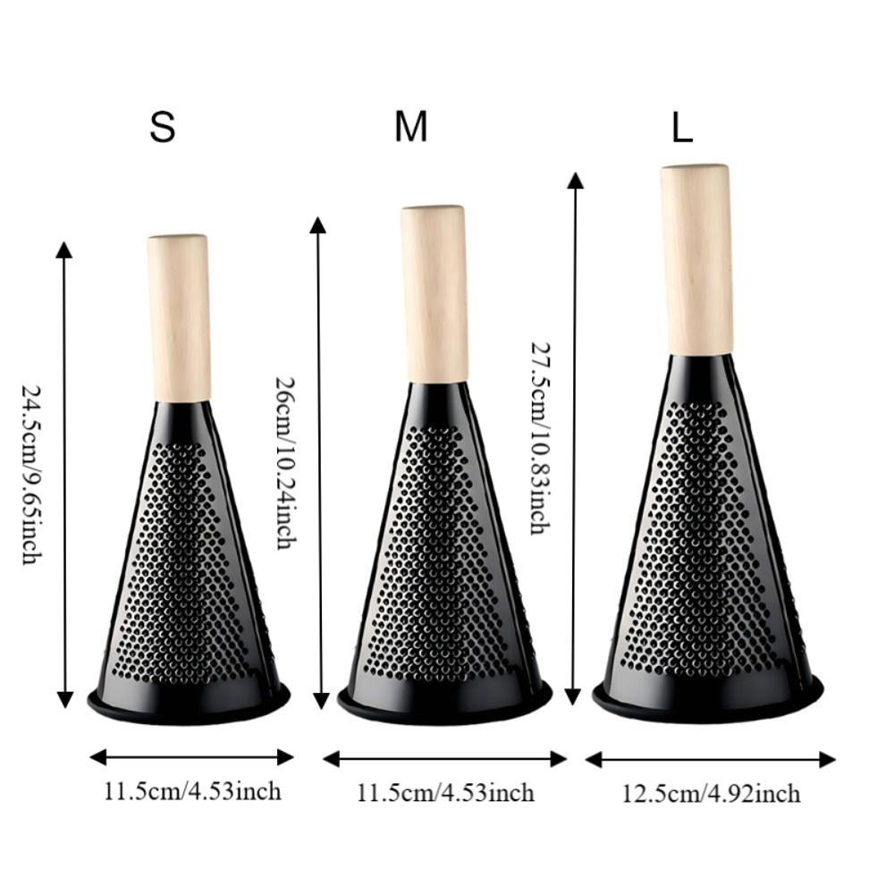 Wooden Handle Cheese Grater Stainless Steel Garlic Grinder Black Conical Vegetable Grater Home