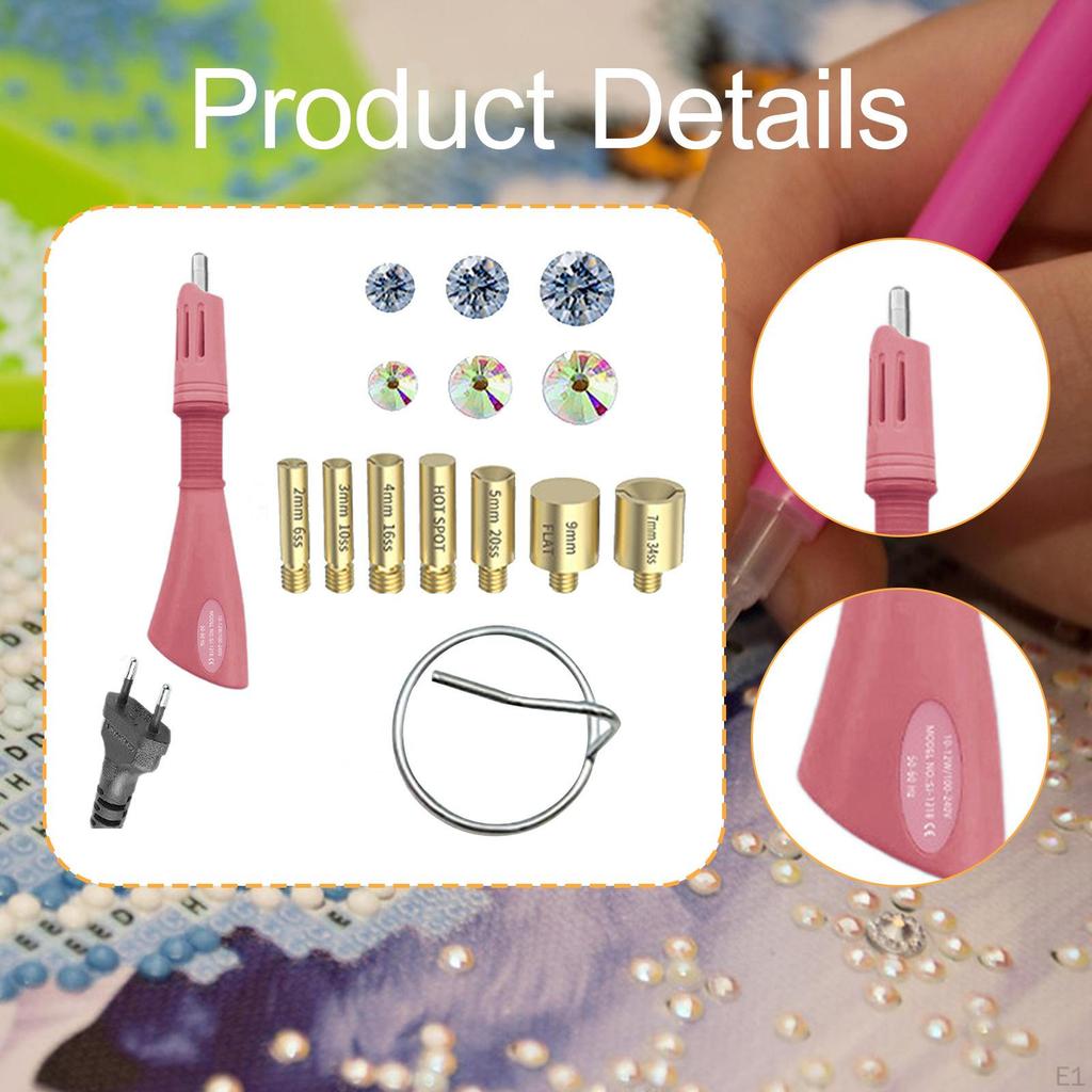 Fixed GEM Craft Applicator with 7 Tips for Card Making Clothes Embossing Pink