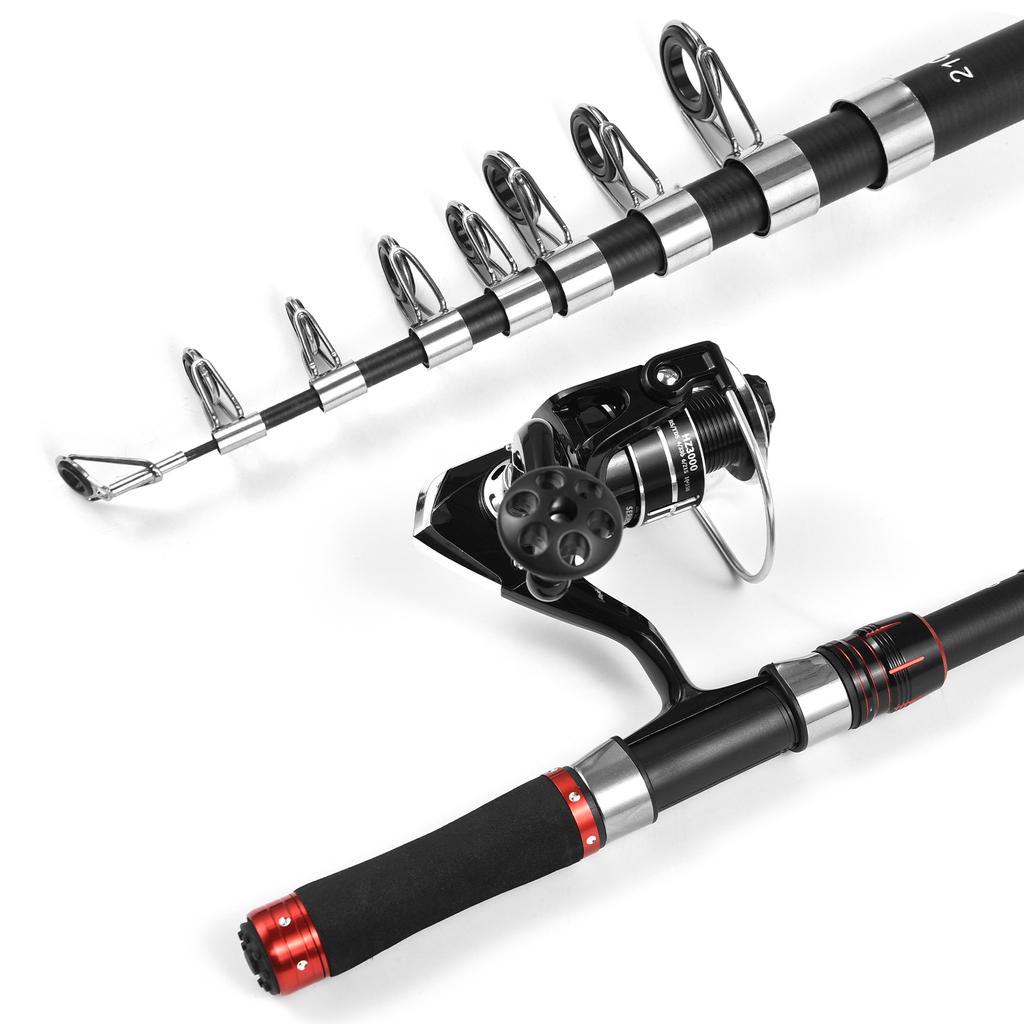 Телескопическое удилище и рыболовная катушка, полный комплект для соленой и пресной воды
