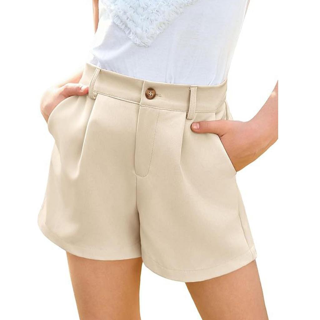 Шорты для девочек на резинке - Однотонные с широкими штанинами и карманами