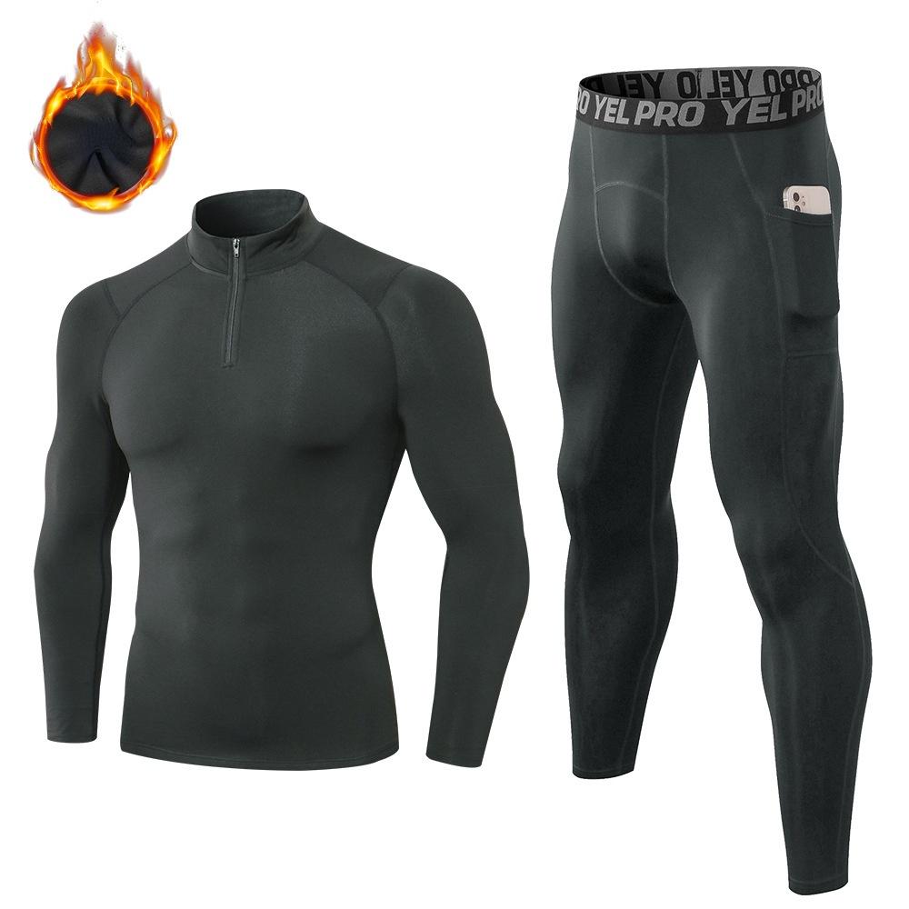 CANGHPGIN Мужской осенне-зимний бархатный костюм для фитнеса, облегающая тренировочная спортивная одежда