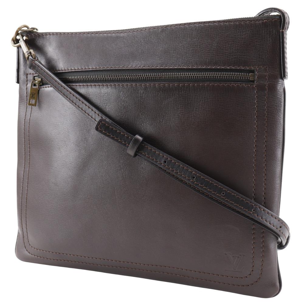 LOUIS VUITTON Sac Plat Shoulder Bag M92073 Utah Cafe Brown Calfskin mens Used