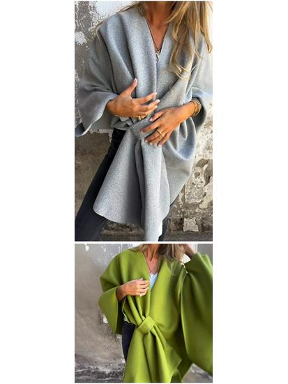 European and American Autumn/Winter Shawl Cloak - Slimming, Warm, Solid Color, Versatile Coat
