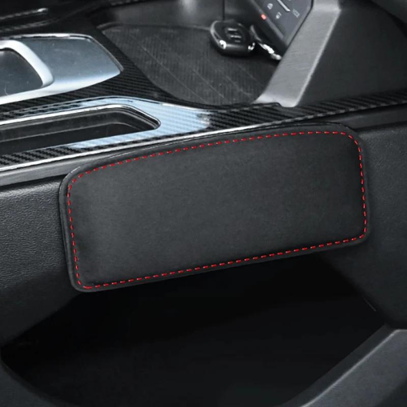 Car Knee Pads Black Suede Leather Inside Knee Cushion Thickened Anti-collision Thigh Support Pad Automobile Interior Accessories