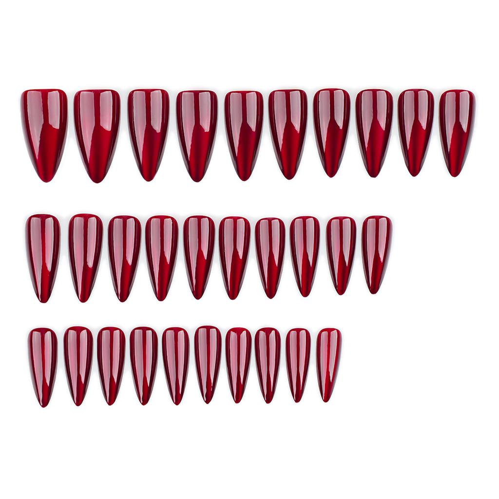 30 шт. ногтей Хэллоуин однотонные красные кошачий глаз нейл-арт повторяющиеся накладные ногти
