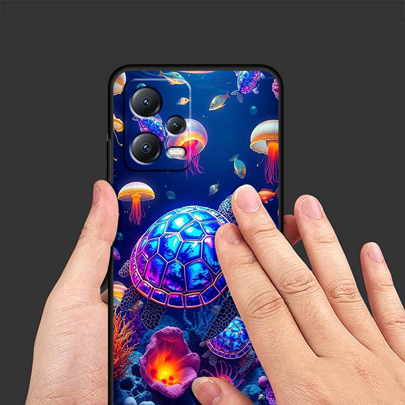 Мультяшная Аниме Черепаха Слон Для Xiaomi Redmi Note 15 14 13 12 12S 11E 11 11S Pro Plus 4G 5G Черный Мягкий ТПУ Чехол для Телефона