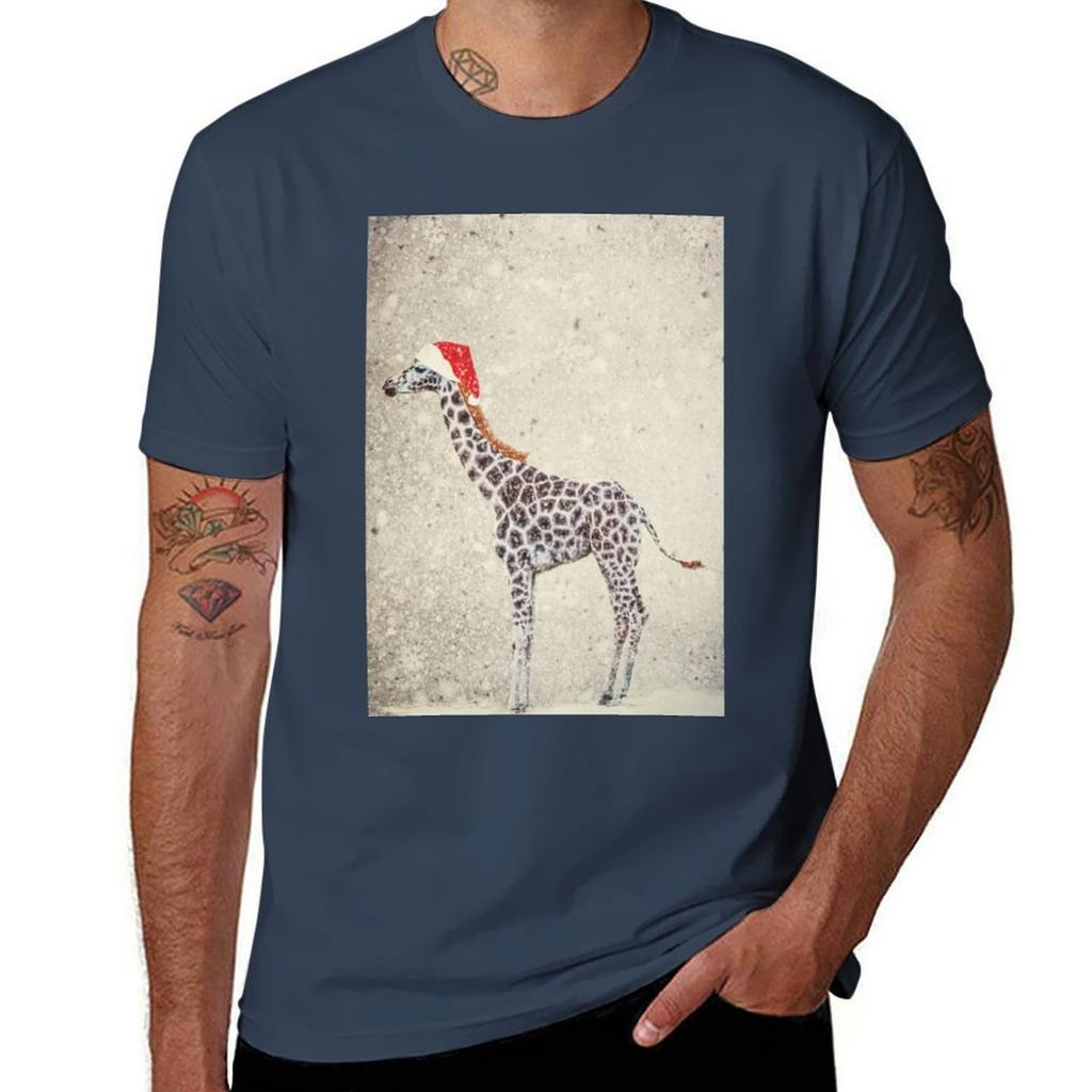 Christmas Giraffe Tshirt Streetwear Print Tee Shirt