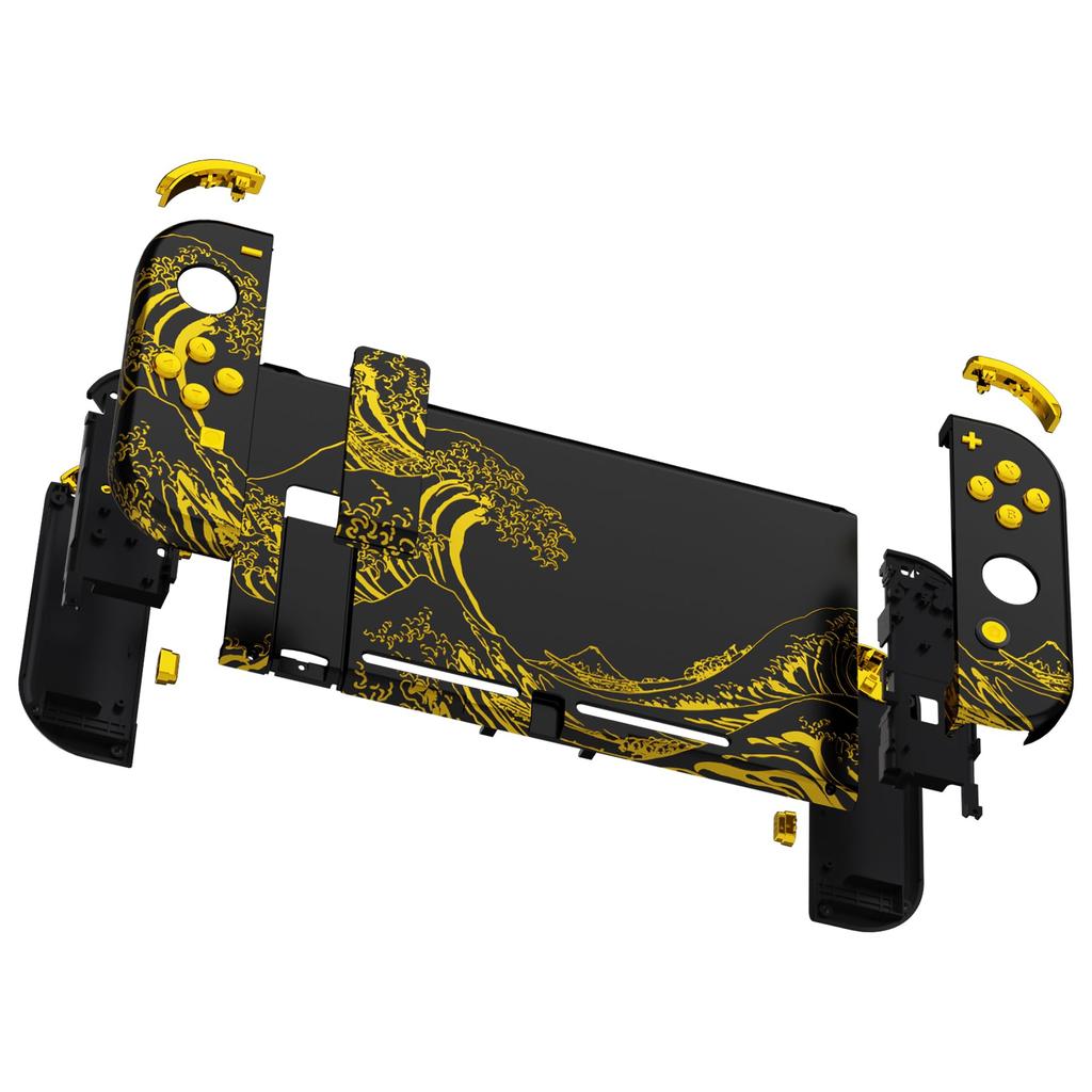 Специальный DIY сменный корпус, совместимый с eXtremeRate, поставляется с узорной задней крышкой, ручкой контроллера и полным набором кнопок, волнообразный узор, черный