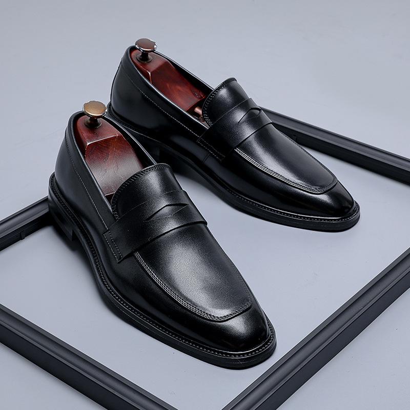 New Shoes Men's European and American One-pedal Business Dress Foot Cover Leather Shoes Loafers Summer Breathable Versatile Shoes 24305-R