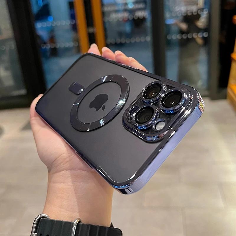 Роскошный прозрачный чехол Magsafe для беспроводной зарядки iPhone 15 14 13 12 11 16 Pro Max Plus X Xs Max XR Магнитный силиконовый чехол