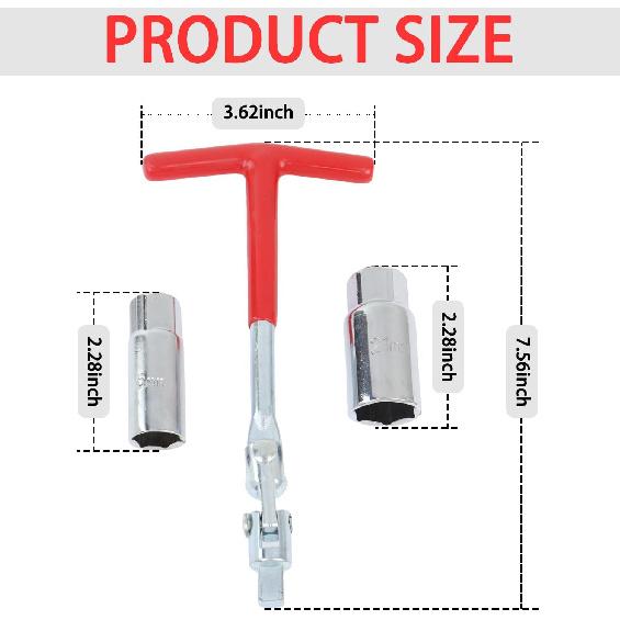 Spark Plug Socket Wrench Set - T-Handle Universal 16Mm (5/8") & 21Mm (13/16") Spark Plug Remover And Taller Tool For Motorcycles, Small Motor