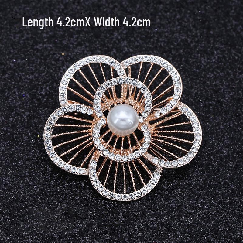 Модная брошь с бантом: Металлические украшения с жемчугом и стразами в виде цветка