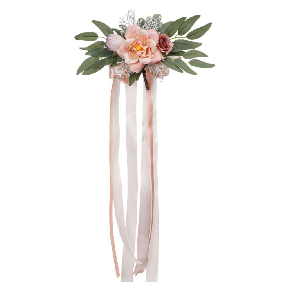 Nordic Style Wedding Pew Flowers Eucalyptus Leaves Artificial Flowers Chair Back Flower  Outdoor