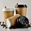 Homeglen 8oz Kraft Paper Disposable Coffee Cups with Lids (100 Sets)
