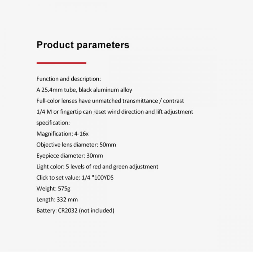 4-16X50 Tactical Optics Cross Sight Green Red Illuminated Riflescope Hunting Rifle Scope Sniper Airsoft Air Guns Rangefinde