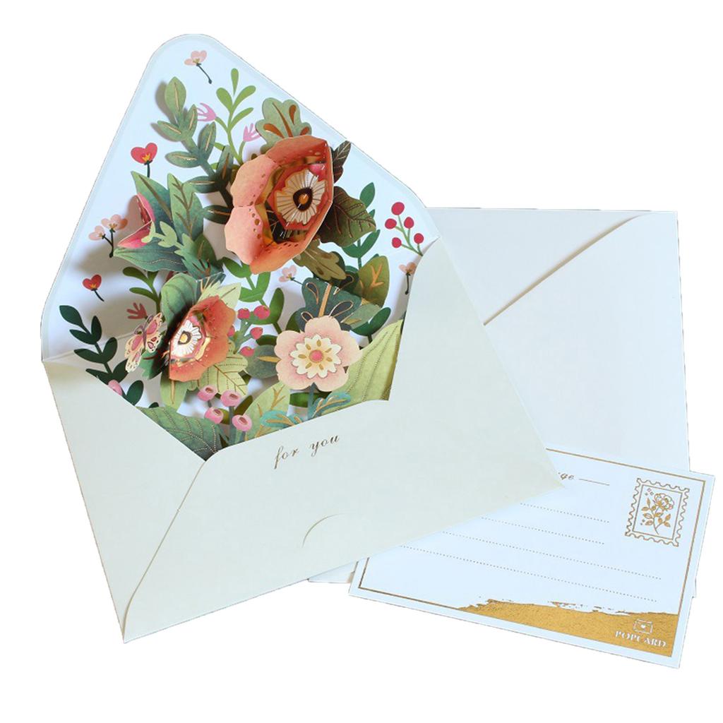 Многофункциональная 3D открытка с цветком, поздравительная открытка, подарочная карта, подарок своими руками, сообщения, изготовлено с заботой, конверт, подарки для мамы