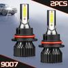 2Pcs LED 9007 Hi Lo Beam Car Headlight Bulb 15000LM 6500K Running Front Head Lamp COB Chips Cooling Fan DC12V Auto Headlight