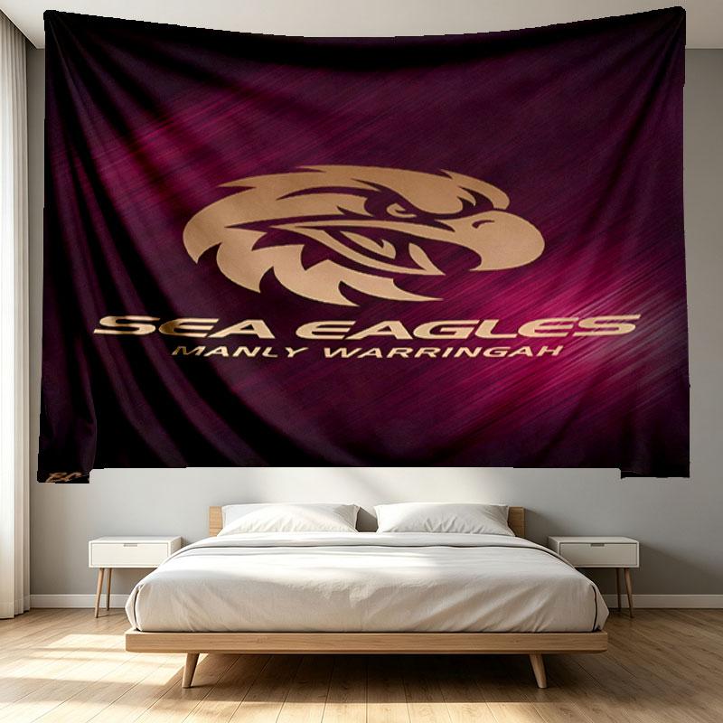 Manly Warringah Sea Eagles Print Tapestry - Portable Wall Decor Cloth, for Home, Dorm, Travel, Bedroom, Living Room - Ideal Birthday Housewarming Gift