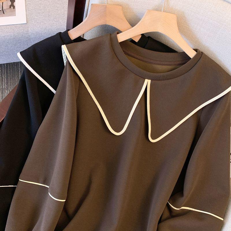 Толстовка с кукольным воротником, женская повседневная свободная флисовая куртка, топ