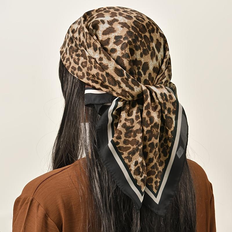 Fashion Leopard Print Square Scarf Women'S Satin Scarves Casual Decoration Small Shawl Luxury Headband Bandana