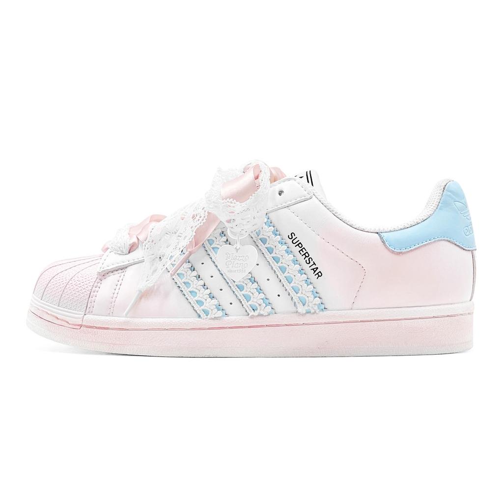 adidas Оригинальные SUPERSTAR Романтический Подарок, Для Пары, Модный Набор Любовь, Кружевной Шнурок Низкие Кеды для Скейтборда Унисекс JQ4098(TeamS2-S-BOX)