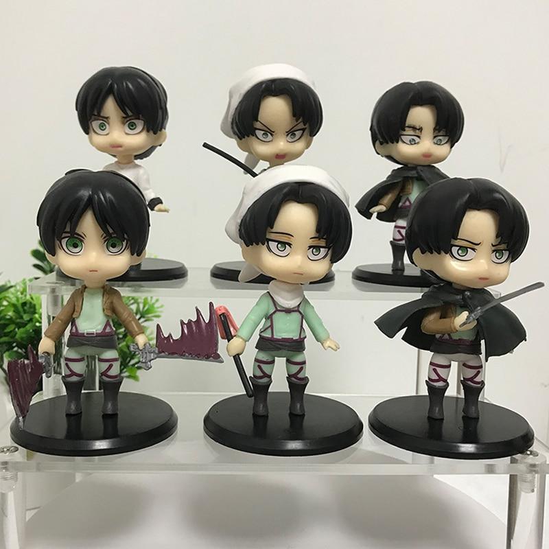 Attack On Titan Anime Figure Toys Levi Mikasa Ackerman Action Figure Eren Jager Armin Arlert Figurine Model Doll Toys