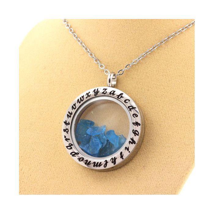 Stones and Minerals. Raw Neon Blue Apatite Necklace. Alphabet Model.