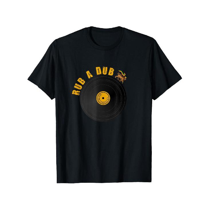 Rub A Dub Reggae Record T Shirt 100 Cotton 180G Heavyweight Music Festival with Jamaican Sound System Black Crewneck Casual S Xxxl