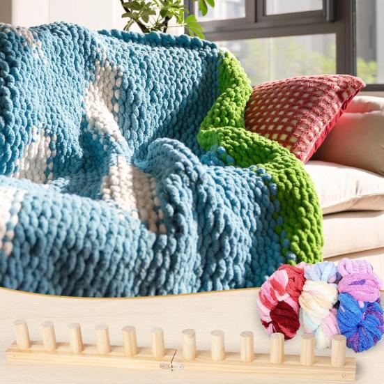 Пряжа крупной вязки Одеяло Ткацкий станок Деревянный Набор для вязания Регулируемый DIY Ткацкий станок для пледа