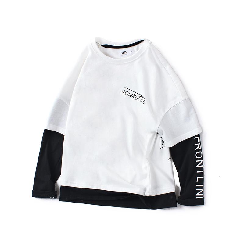 Весенне-осенняя детская одежда, детская футболка, свитер с длинными рукавами для мальчиков, хлопковая нижняя рубашка с круглым вырезом и длинными рукавами