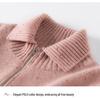 Women's Heavyweight Cashmere Dotted Knit Cardigan - High Neck, Long Sleeve, Zipper, Warm, Loose, Comfortable