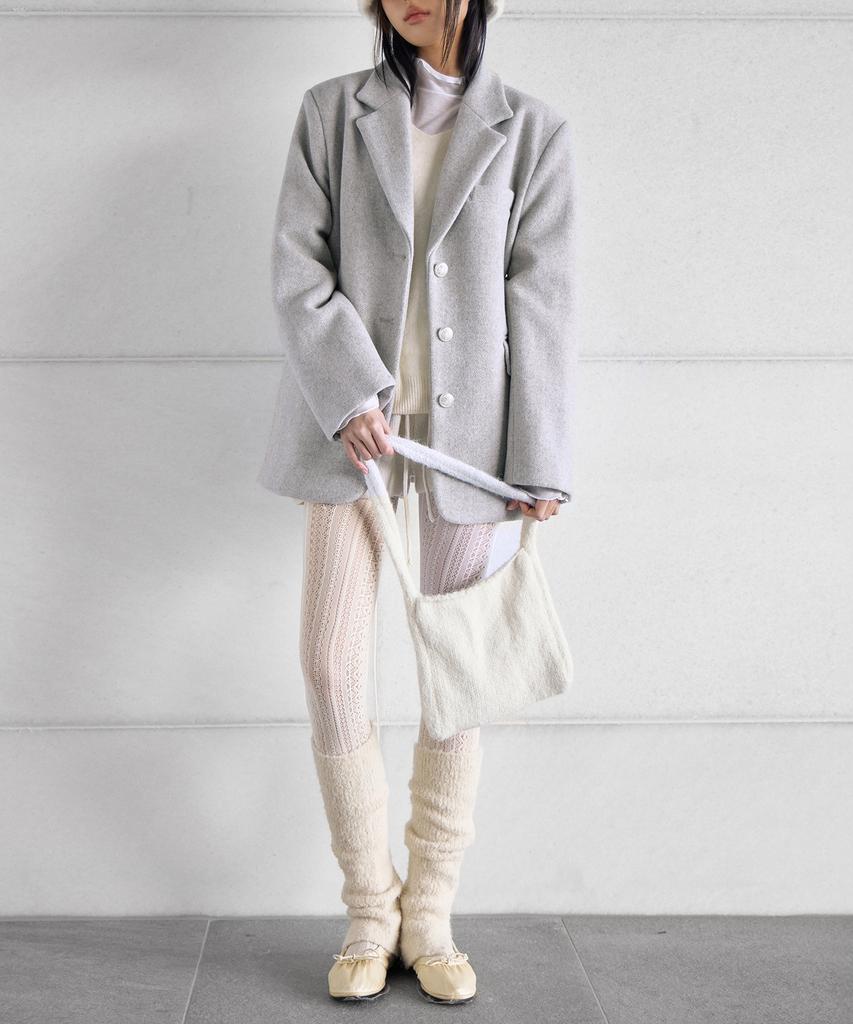 Londonda Oversized Fit Pendant Single Wool Jacket, Moon Gray