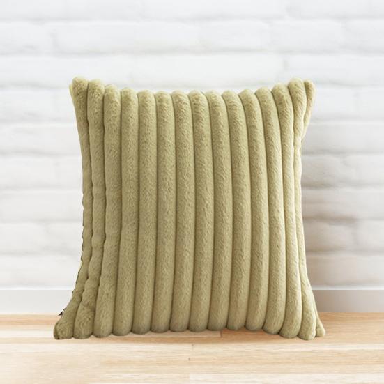 Throw Pillowcase Soft Plush Striped Pure Color Square Shape Bedroom Living Room Sofa Decoration Pillowcase Pillow Cover