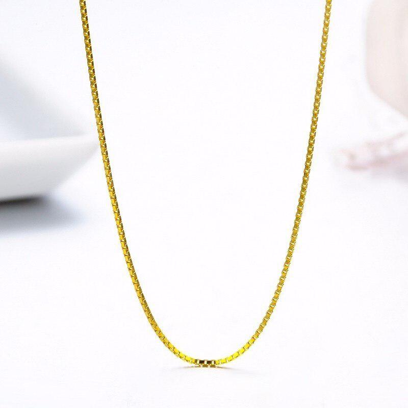 14 "-32 "925 Sterling Silver With Gold Color Thin Box Chain Necklace Womens Kids Girls Mens Jewelry Collares