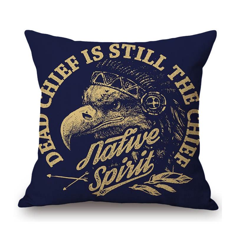 Us Eagle Native American Retro Native Spirit Cafe Bar Home Decorative Cotton Linen Sofa Throw Pillow Case Cushion Cover