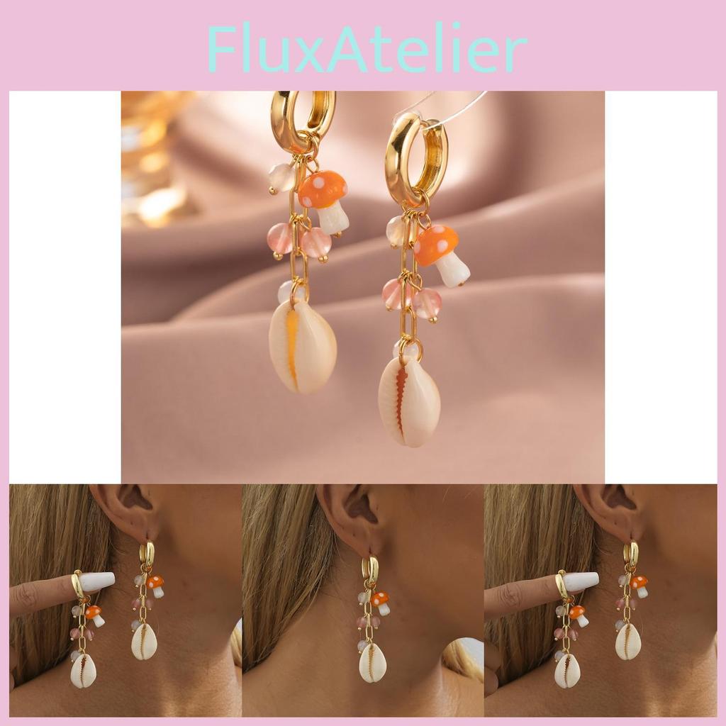 Natural Stone Stylish Shell Mushroom Earrings For Women Street 2023 Fashion