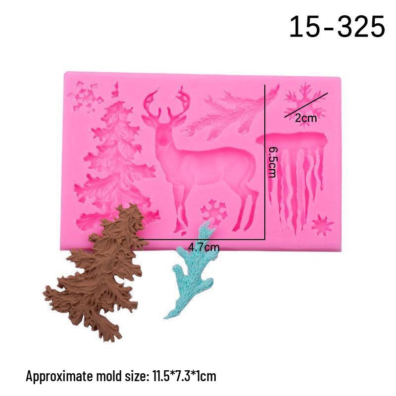 3D Snowflake & Reindeer Silicone Mold for Christmas Cake Decorating