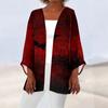 Women's Casual Fashion Print Light Medium Long Coat Cardigan